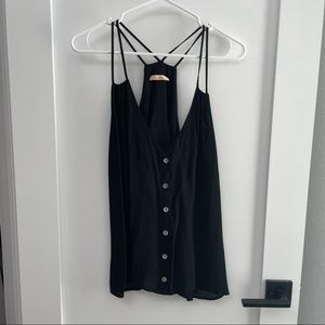 Kaitlyn black cami with pearlescent buttons